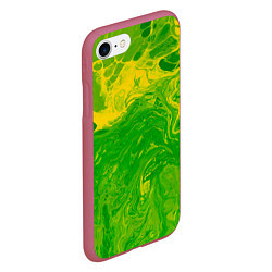 Чехол iPhone 7/8 матовый Зеленые подтеки, цвет: 3D-малиновый — фото 2