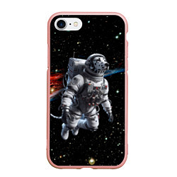 Чехол iPhone 7/8 матовый The dalmatian brave cosmonaut - ai art, цвет: 3D-светло-розовый