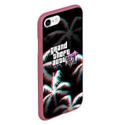 Чехол iPhone 7/8 матовый GTA 6 vice city glitch, цвет: 3D-малиновый — фото 2