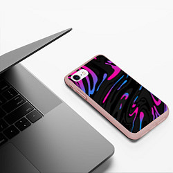 Чехол iPhone 7/8 матовый Неоновые разводы - фиолетовый, цвет: 3D-светло-розовый — фото 2