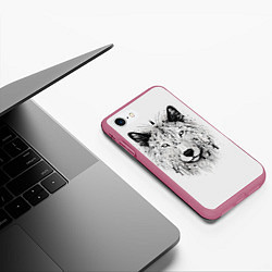 Чехол iPhone 7/8 матовый Фантастический волк, цвет: 3D-малиновый — фото 2