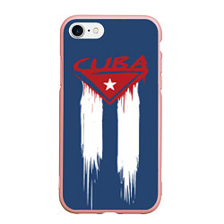 Чехол iPhone 7/8 матовый Кубинский флаг на синем фоне, цвет: 3D-светло-розовый
