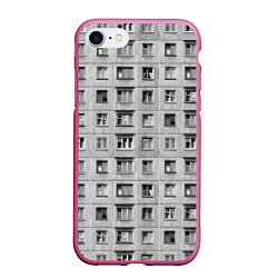 Чехол iPhone 7/8 матовый Эстетика хрущёвки, цвет: 3D-малиновый