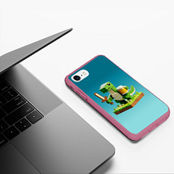 Чехол iPhone 7/8 матовый Пивозаврик с кружкой пива - Майнкрафт, цвет: 3D-малиновый — фото 2