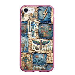Чехол iPhone 7/8 матовый Пэчворк из Египетских мотивов, цвет: 3D-малиновый