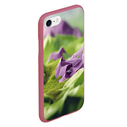 Чехол iPhone 7/8 матовый Геометрический пейзаж фиолетовый и зеленый, цвет: 3D-малиновый — фото 2