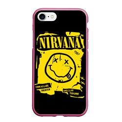 Чехол iPhone 7/8 матовый Nirvana - смайлик, цвет: 3D-малиновый