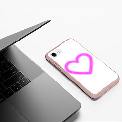 Чехол iPhone 7/8 матовый Неоновое сиреневое сердце, цвет: 3D-светло-розовый — фото 2