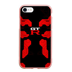 Чехол iPhone 7/8 матовый Nissan GTR - Cyber red, цвет: 3D-светло-розовый