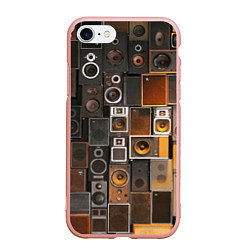 Чехол iPhone 7/8 матовый Винтажные колонки, цвет: 3D-светло-розовый