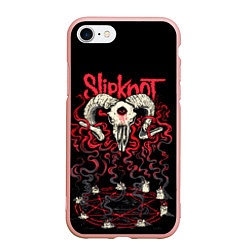 Чехол iPhone 7/8 матовый Slipknot, цвет: 3D-светло-розовый