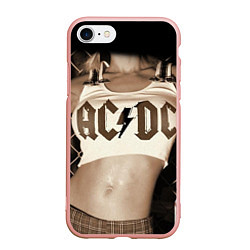 Чехол iPhone 7/8 матовый AC/DC Girl, цвет: 3D-светло-розовый