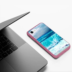 Чехол iPhone 7/8 матовый Волны, цвет: 3D-малиновый — фото 2