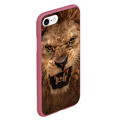Чехол iPhone 7/8 матовый Взгляд льва, цвет: 3D-малиновый — фото 2