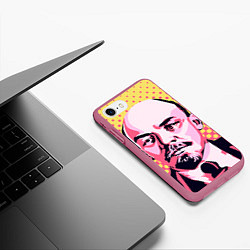 Чехол iPhone 7/8 матовый Ленин: поп-арт, цвет: 3D-малиновый — фото 2