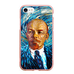 Чехол iPhone 7/8 матовый Ленин Ван Гога, цвет: 3D-светло-розовый