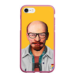 Чехол iPhone 7/8 матовый Ленин хипстер, цвет: 3D-малиновый