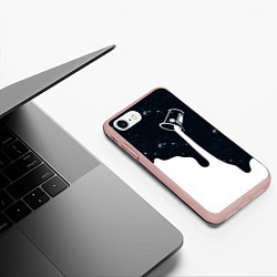 Чехол iPhone 7/8 матовый Черно-белый, цвет: 3D-светло-розовый — фото 2