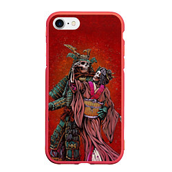 Чехол iPhone 7/8 матовый Скелеты цвета 3D-красный — фото 1