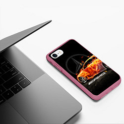Чехол iPhone 7/8 матовый Mercedes, цвет: 3D-малиновый — фото 2