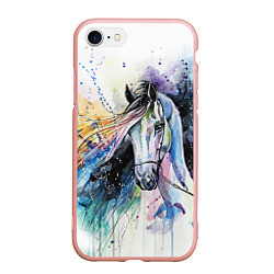 Чехол iPhone 7/8 матовый Акварельная лошадь, цвет: 3D-светло-розовый