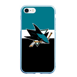Чехол iPhone 7/8 матовый San Jose Sharks, цвет: 3D-голубой