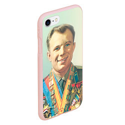 Чехол iPhone 7/8 матовый Гагарин в орденах, цвет: 3D-светло-розовый — фото 2