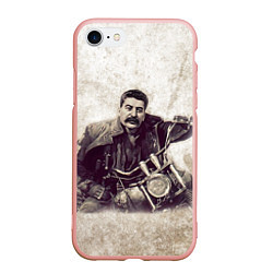 Чехол iPhone 7/8 матовый Сталин байкер, цвет: 3D-светло-розовый