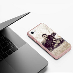 Чехол iPhone 7/8 матовый Сталин байкер, цвет: 3D-светло-розовый — фото 2