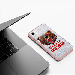 Чехол iPhone 7/8 матовый Bear: Made in Russia, цвет: 3D-светло-розовый — фото 2