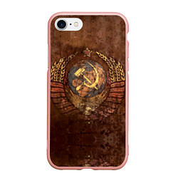 Чехол iPhone 7/8 матовый Герб СССР, цвет: 3D-светло-розовый