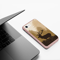 Чехол iPhone 7/8 матовый Олень на охоте, цвет: 3D-светло-розовый — фото 2