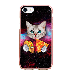 Чехол iPhone 7/8 матовый Кот с едой, цвет: 3D-светло-розовый