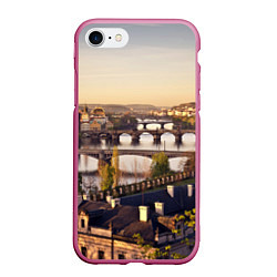 Чехол iPhone 7/8 матовый Чехия Прага, цвет: 3D-малиновый