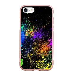 Чехол iPhone 7/8 матовый Брызги красок, цвет: 3D-светло-розовый
