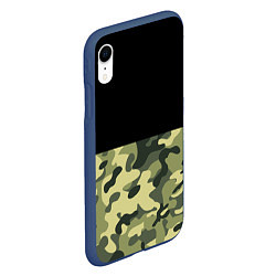Чехол iPhone XR матовый Камуфляж: черный/хаки, цвет: 3D-тёмно-синий — фото 2