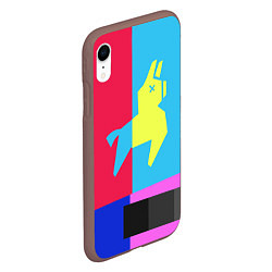 Чехол iPhone XR матовый Цветная Лама, цвет: 3D-коричневый — фото 2
