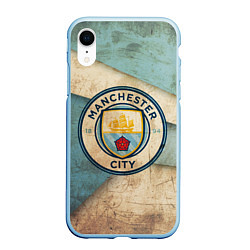 Чехол iPhone XR матовый FC Man City: Old Style, цвет: 3D-голубой