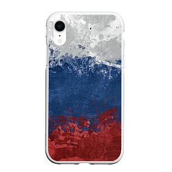 Чехол iPhone XR матовый Флаг России цвета 3D-белый — фото 1