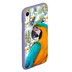 Чехол iPhone XR матовый Летний попугай цвета 3D-серый — фото 2