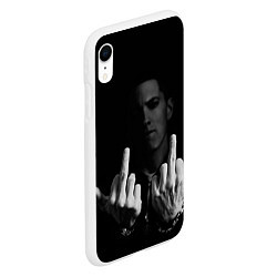 Чехол iPhone XR матовый Eminem Fuck, цвет: 3D-белый — фото 2