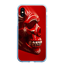 Чехол iPhone XS Max матовый Красный череп, цвет: 3D-голубой