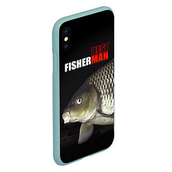 Чехол iPhone XS Max матовый The best fisherman, цвет: 3D-мятный — фото 2