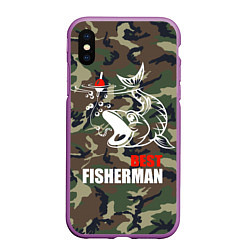 Чехол iPhone XS Max матовый Best fisherman, цвет: 3D-фиолетовый