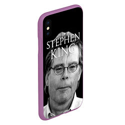 Чехол iPhone XS Max матовый Стивен Кинг - Король ужасов, цвет: 3D-фиолетовый — фото 2