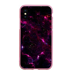 Чехол iPhone XS Max матовый Космос, цвет: 3D-розовый