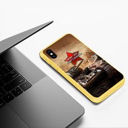 Чехол iPhone XS Max матовый Танковые войска РФ, цвет: 3D-желтый — фото 2