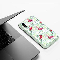 Чехол iPhone XS Max матовый Цветы и бабочки 2, цвет: 3D-салатовый — фото 2