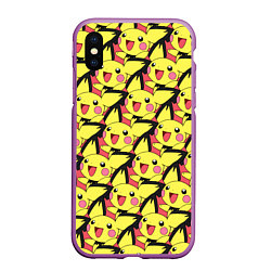 Чехол iPhone XS Max матовый Pikachu, цвет: 3D-фиолетовый