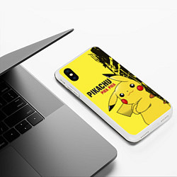 Чехол iPhone XS Max матовый Pikachu Pika Pika, цвет: 3D-белый — фото 2